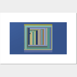 Industrial Blue Green Geometric Stripes Posters and Art
